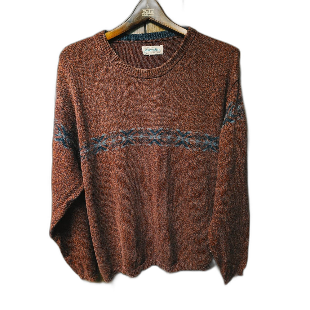 Vintage St. John's Bay wrap around knit sweater size L aztec tribal pattern